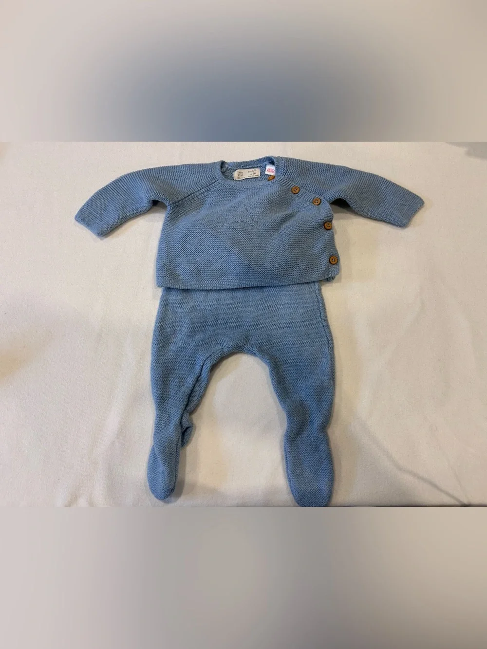 Blue baby newborn Zara sweater outfit